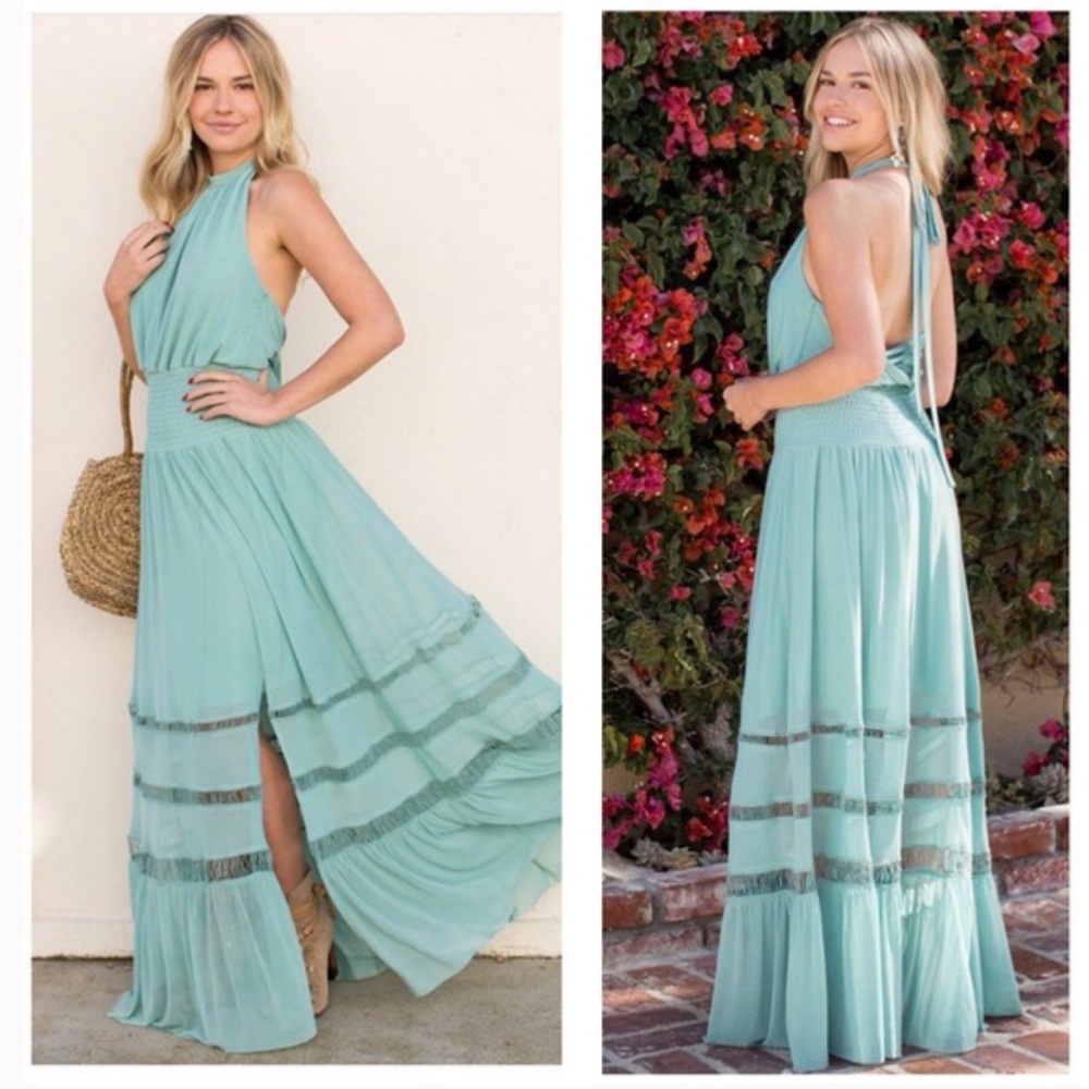 Joyfolie NWT Light Teal Halter Maxi Dress XL